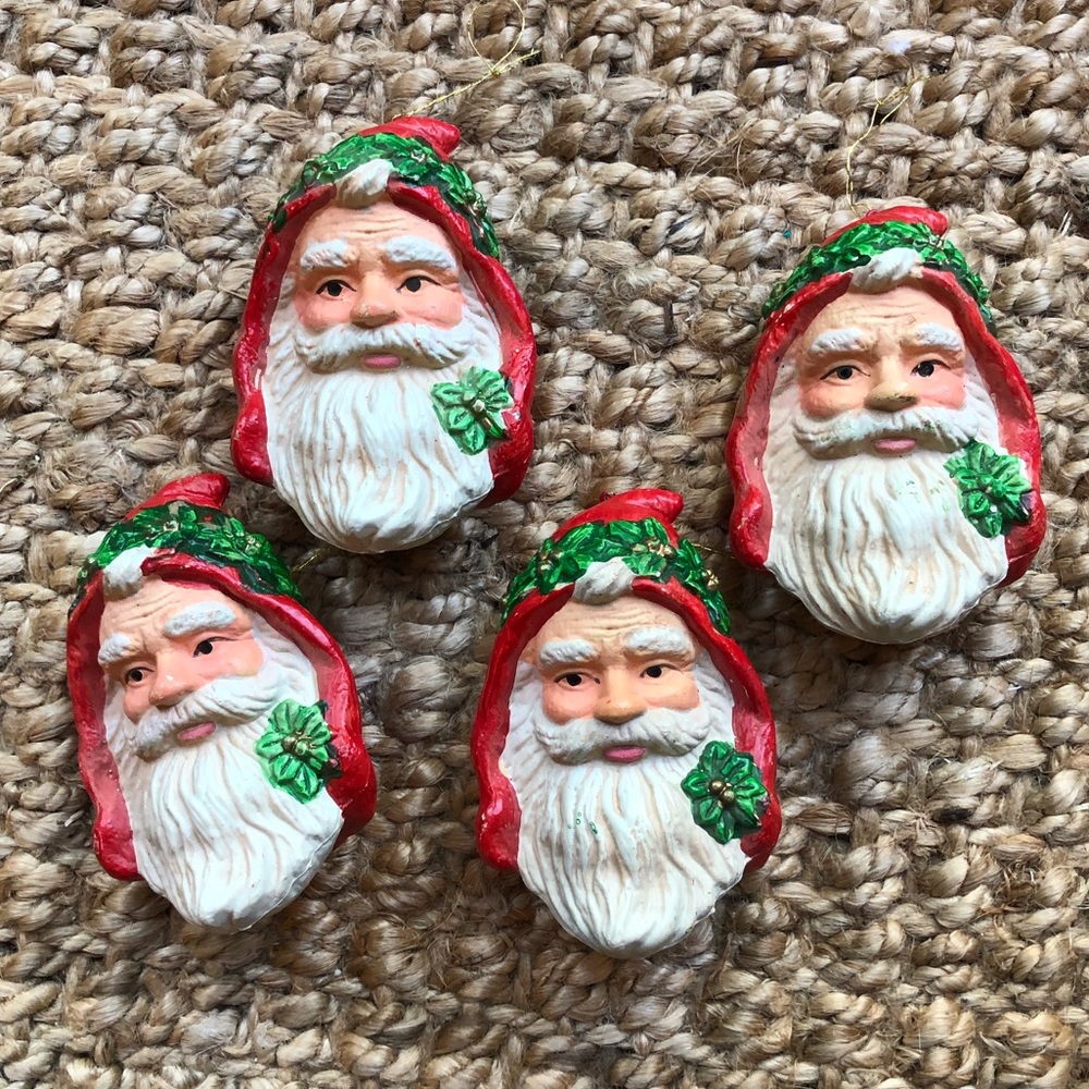 4 Antique Santa Ornaments